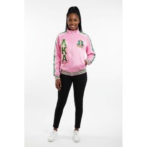 (M) AKA Greek Apparel Pink Zip Up Track Jacket
